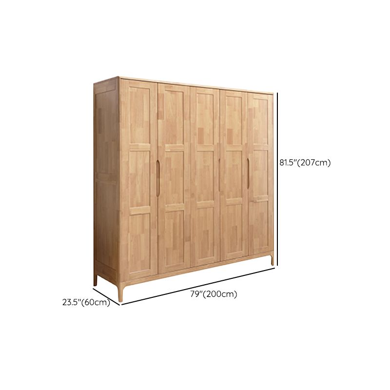 Rubber Wood Wardrobe Cabinet Contemporary Closet Back Hinged Wardrobe