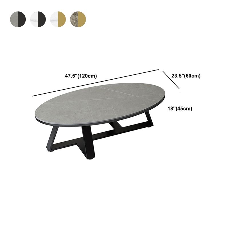 Oval Coffee Table Cocktail Table Slate Coffee Table for Living Room