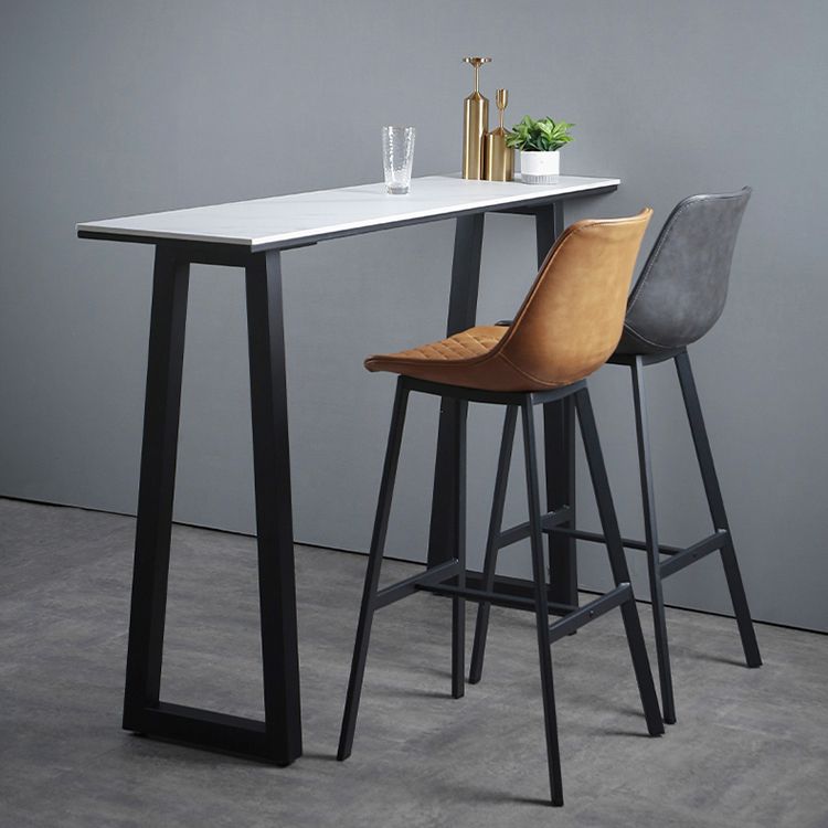 Industrial Rectangle Indoor Bar Dining Table White Stone Bistro Table Fixed Table Clearhalo 'Bar Furniture' 'Bar Tables' 'bar_tables' 'furn' 'furn_bar_tables' 'Furniture' 'furniture_bar_tables' 'Kitchen & Dining Furniture' 'kitchen&dining_furn' 'kitchen' 1200x1200_c965f321-6188-4cdb-9c54-aa02fea55b63