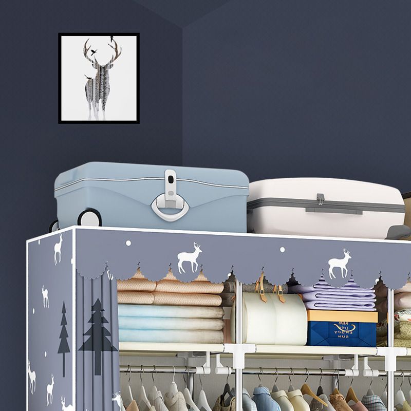 Steel Frame Wardrobe Cabinet Modern Style Wardrobe Armoire with Drawer Clearhalo 'Armoires & Wardrobes' 'armoires_wardrobes' 'Bedroom Furniture' 'furn' 'furn_armoires_wardrobes' 'Furniture' 1200x1200_c966cdc0-757d-49da-b4b7-bc49aadbb8b0