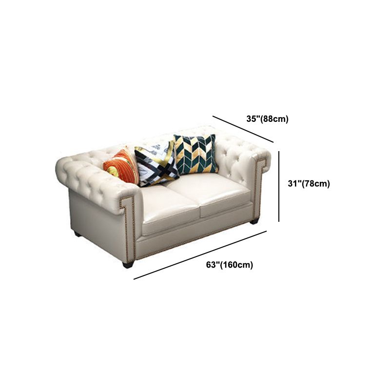 Tufted Rolled Arm Chesterfield Sofa Faux Leather Beige Cushions Sofa Clearhalo 'furn' 'furn_sofas' 'Furniture' 'Living Room Furniture' 'Sofa' 'sofas' 1200x1200_c966f1f2-d5c0-4dc2-8978-67a3fb7bac1f