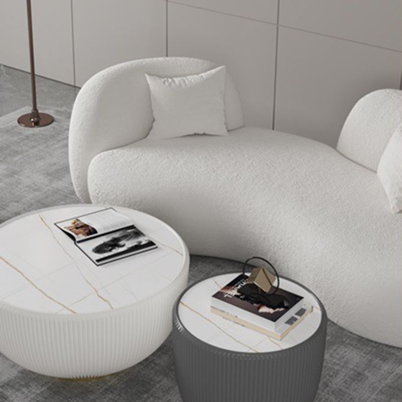 Contemporary Tuxedo Arm Curved Sofa Tight Back in Grey/White