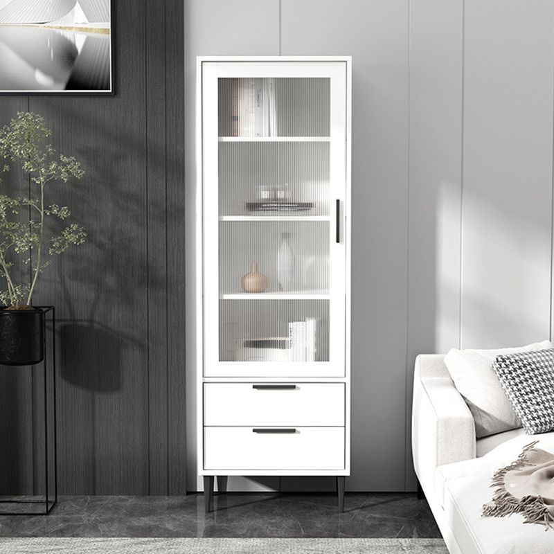Modern Wooden Accent Cabinet with Glass 1-Door and 2 Drawers Clearhalo 'Cabinets & Chests' 'cabinets_chests' 'furn' 'furn_cabinets_chests' 'Furniture' 'Living Room Furniture' 1200x1200_c968c080-5dcb-4c88-8bd3-89e61d5420f0