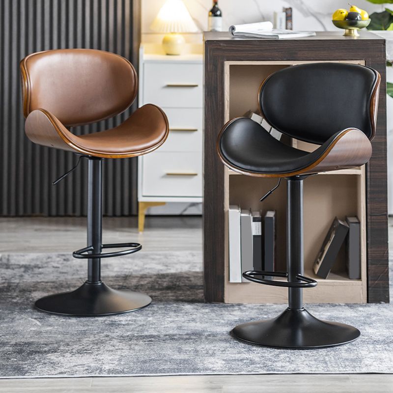 Modern Swivel Footrest Bar Stool Metal Backrest Indoor Counter Stool with Wood Seat Clearhalo 'Bar Furniture' 'Bar Stools' 'bar_stools' 'furn' 'furn_bar_stools' 'Furniture' 'Kitchen & Dining Furniture' 1200x1200_c9694419-2bbe-42a0-b909-a4f70d6da385
