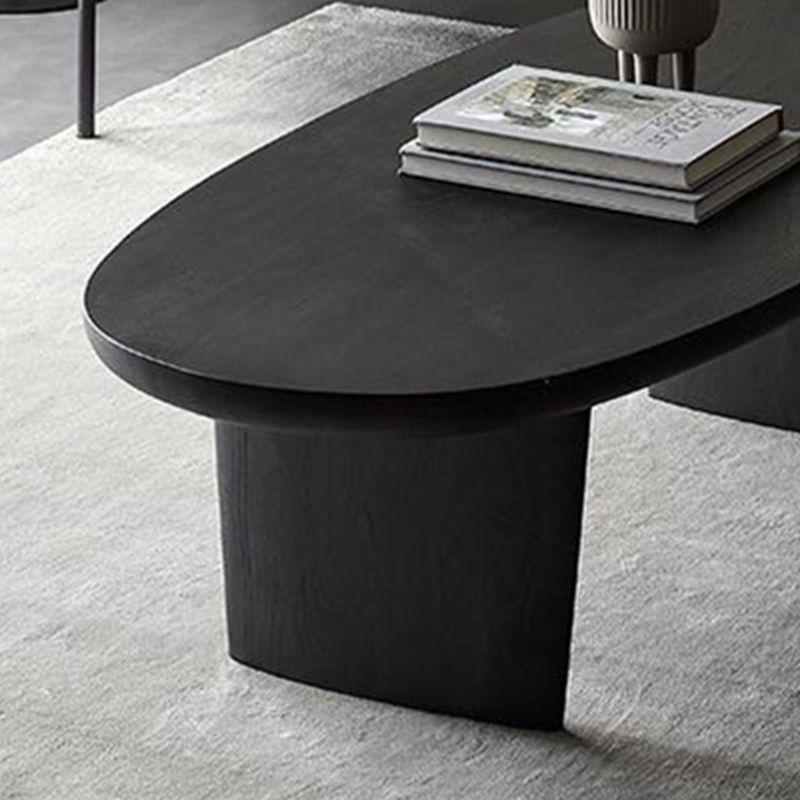 Scandinavian Oval Wood Coffee Table 15.75"H 2 Legs Cocktail Table Clearhalo 'Coffee & Accent Tables' 'Coffee Tables' 'coffee_tables' 'furn' 'furn_coffee_tables' 'Furniture' 'Living Room Furniture' 1200x1200_c969fc2f-58b4-4801-8775-b3170e248f5e