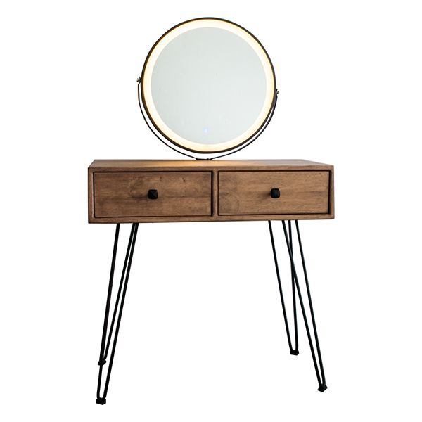 Mid-Century Modern 2-Drawer Solid Wood Brown Standing Vanity Dressing Table Clearhalo 'Bedroom Furniture' 'furn' 'furn_makeup_vanities' 'Furniture' 'Makeup Vanities' 'makeup_vanities' 1200x1200_c96aa751-9b05-4502-b5d3-887c7c989643