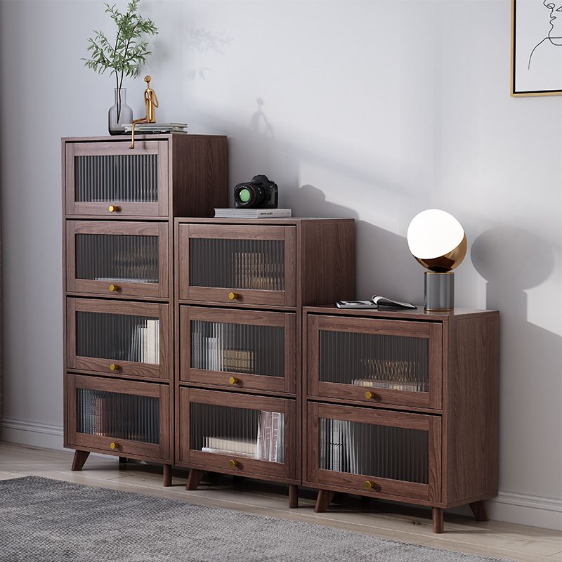 Armoire en bois brune / naturel contemporain, armoire à accent rectangle