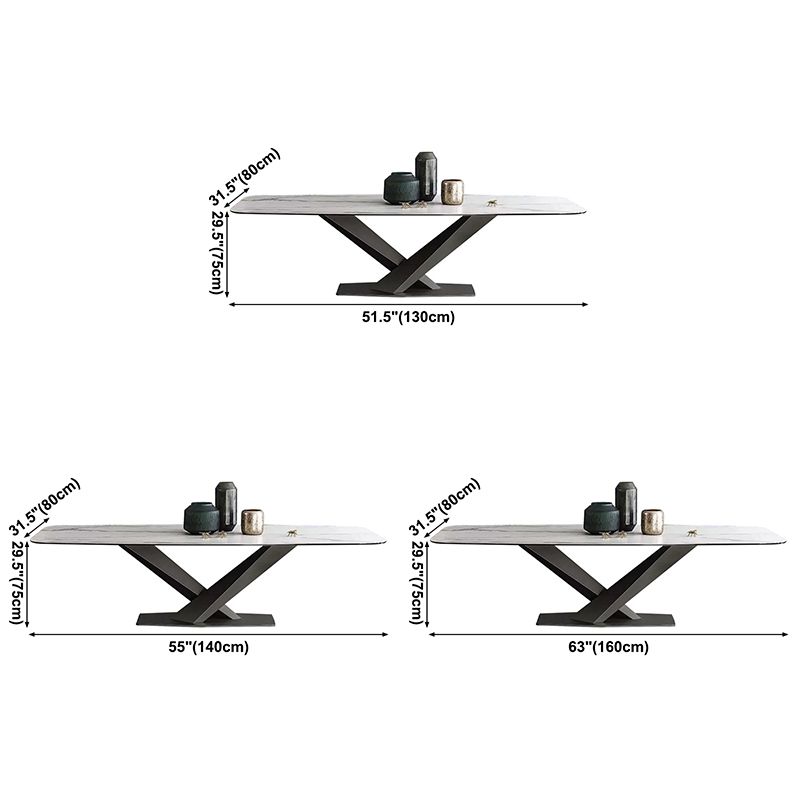Metal Contemporary Rectangular Dining Table Sintered Stone Table for Dining Room Clearhalo ' dining_table' 'Dining Tables & Seating' 'Dining Tables' 'Furniture' 'furniture_dining_table' 'Kitchen & Dining Furniture' 'kitchen&dining_furn' 'kitchen' 'kitchen_dining_table' 1200x1200_c96c7243-278c-41f9-8760-562e860f1c5e