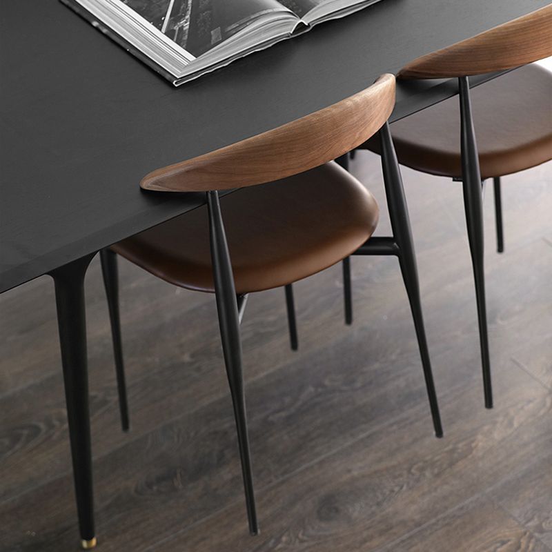 Minimalistisch ontwerp Open achterkant stoelen lederen eetkamerstoelen