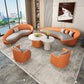 Faux Leather Sloped Arm Curved Sofa Contemporary Moon Shape Sofa