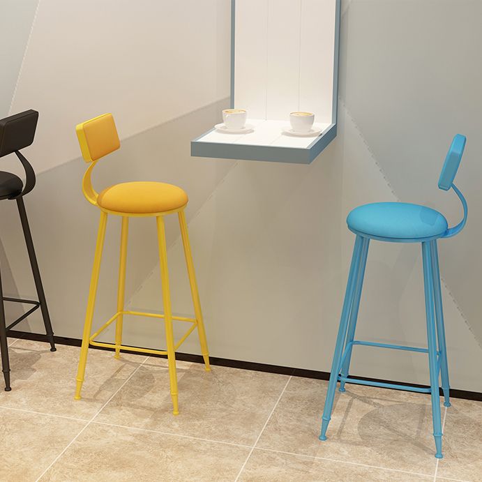 Modern Round Counter Stool Coffee Shop Leather and Metal Counter-height ...