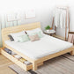 Solid Wood Storage Panel Bed with Headboard  Bed with Drawers