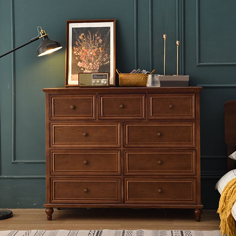 Commode de rangement en bois massif, commode traditionnelle avec tiroirs