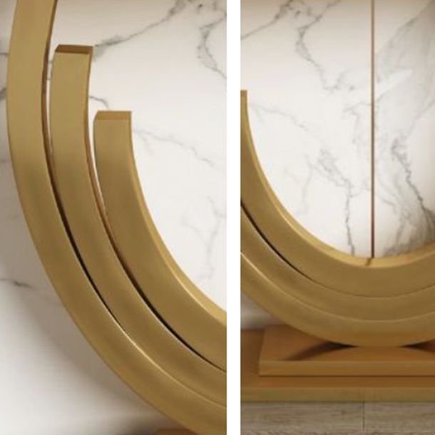 Tavolo console di marmo glam mezza luna tavolo accento in acciaio inossidabile per sala