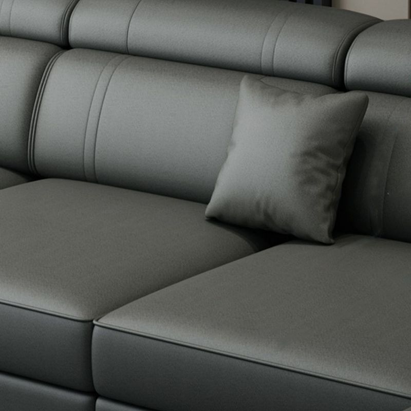 Scandinavian Dark Gray Stationary Square Arm Slipcovered Sofa