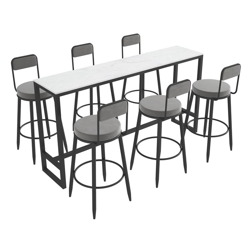 Modern 1/7 Pieces Bar Table Set Rectangle Stone Counter Table with High Stools for Balcony Clearhalo 'Bar Furniture' 'furn' 'furn_home_bar_bar_sets' 'Furniture' 'Home Bars & Bar Sets' 'home_bar_bar_sets' 'Kitchen & Dining Furniture' 1200x1200_c97806b2-5338-4554-be2d-2b97c52ff979