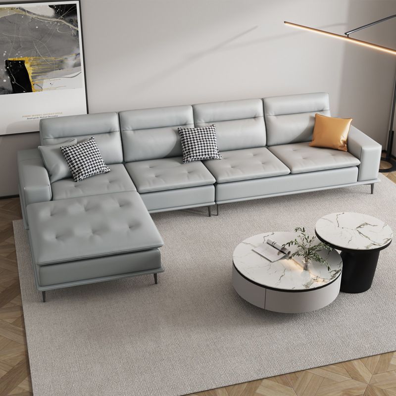 Scandinavian 32.28 " H Faux Leather Square Arm Sofa for Living Room Clearhalo 'furn' 'furn_sectionals' 'Furniture' 'Living Room Furniture' 'Sectionals' 1200x1200_c9793412-8c40-4e6b-a8df-88fdda71a368