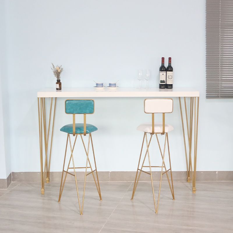 White Wood Top Counter Table Gold 4 Legs Industrial Bar Table for Dining Room Clearhalo 'Bar Furniture' 'Bar Tables' 'bar_tables' 'furn' 'furn_bar_tables' 'Furniture' 'furniture_bar_tables' 'Kitchen & Dining Furniture' 1200x1200_c979ea43-97a5-4414-a83c-879a430b305d