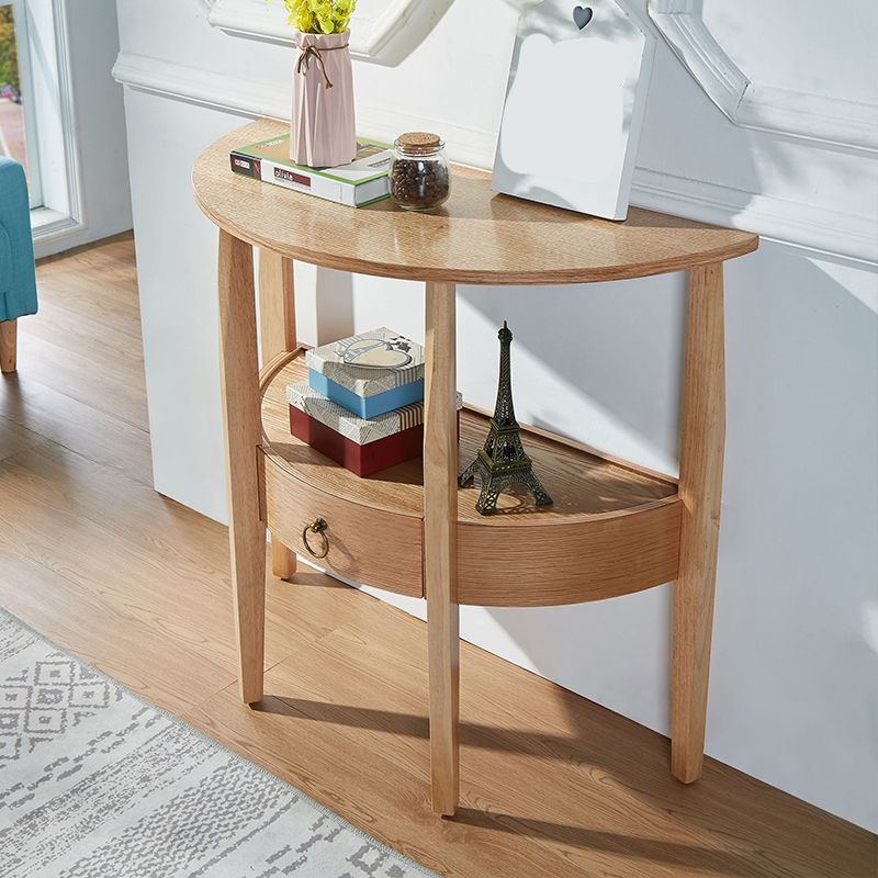 Tavolo da console a 4 gambe moderni di mezza luna moderna di mezza secolo in marrone
