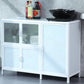 Modern Kitchen White Buffet Sideboard Cabinets Metal Glass Doors Buffet Stand Clearhalo 'buffet_sideboard' 'Buffets & Sideboards' 'furn' 'furn_buffet_sideboard' 'Furniture' 'Kitchen & Dining Furniture' 1200x1200_c97cc3b1-6f88-4214-b705-8b75c0296788