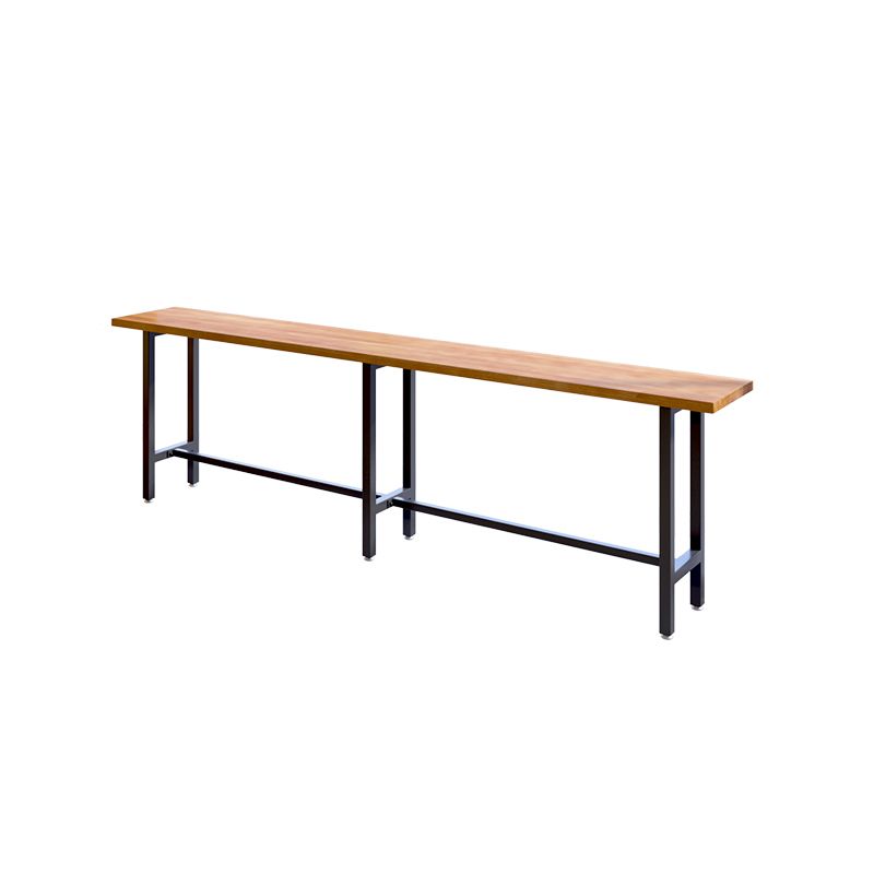 Brown Modern Style Table Solid Wood and Iron with Footrest Coffee Shop Bar Table Clearhalo 'Bar Furniture' 'Bar Tables' 'bar_tables' 'furn' 'furn_bar_tables' 'Furniture' 'furniture_bar_tables' 'Kitchen & Dining Furniture' 1200x1200_c97d2479-0cf3-4f9c-b2d1-6a802b44ff69