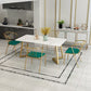 Glam Style Table Faux Marble Rectangle Table with Metal Legs for Home Use Clearhalo 'Dining Tables & Seating' 'Dining Tables' 'dining_table' 'furn' 'furn_dining_table' 'Furniture' 'Kitchen & Dining Furniture' 1200x1200_c9836805-f7bc-4cf1-8d4b-9c790286e9c4
