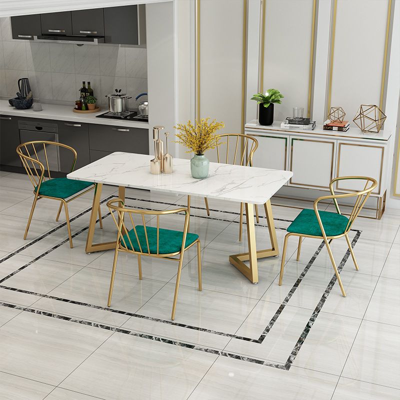 Glam Style Table Faux Marble Rectangle Table with Metal Legs for Home Use Clearhalo 'Dining Tables & Seating' 'Dining Tables' 'dining_table' 'furn' 'furn_dining_table' 'Furniture' 'Kitchen & Dining Furniture' 1200x1200_c9836805-f7bc-4cf1-8d4b-9c790286e9c4
