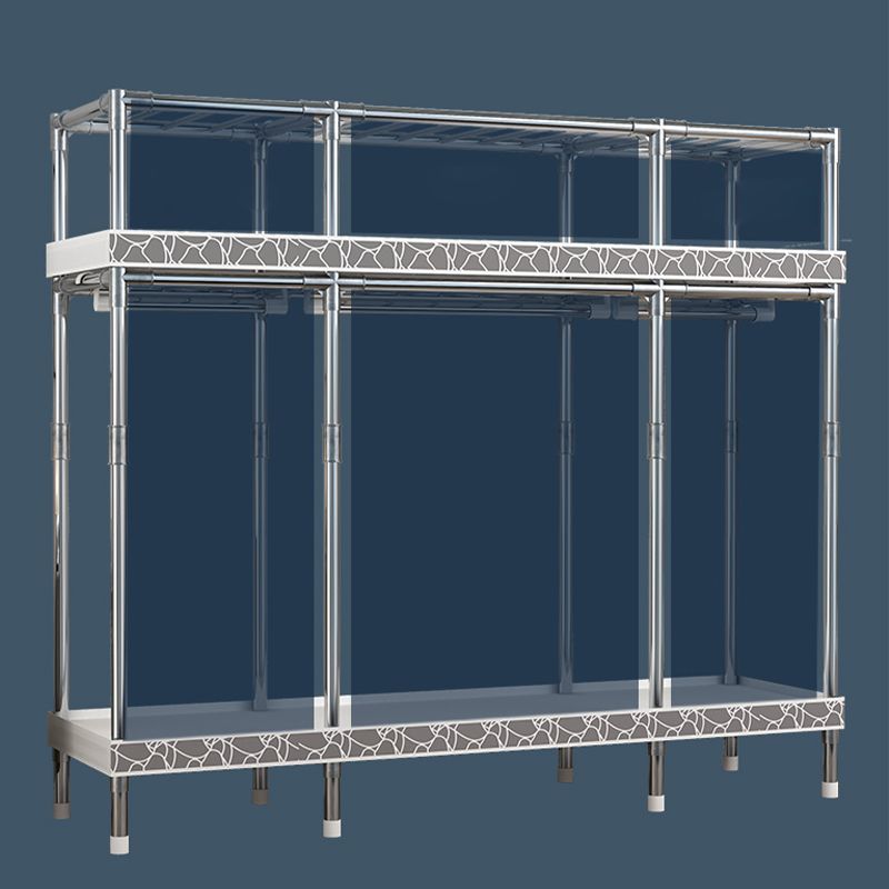 Moderne Style Garderobe Metal 2 Regale Kleiderschrankschrank für Schlafzimmer