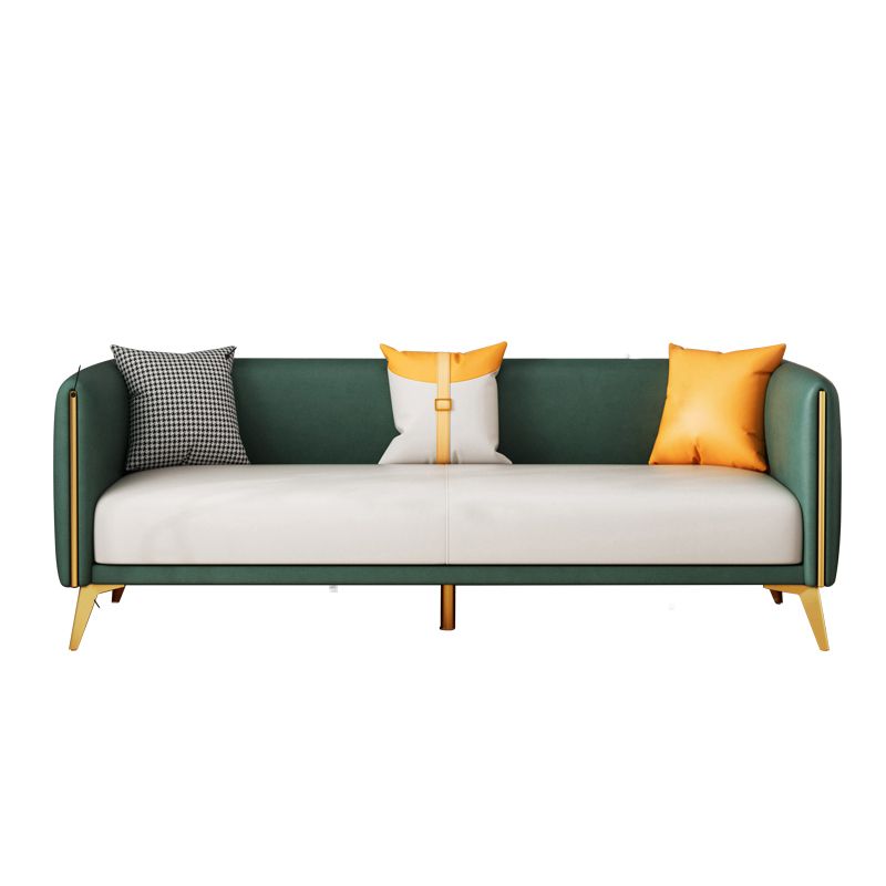 Glam Style 27.55" Wide Faux Leather 3 Seater Tuxedo Arm Sofa with Pillows