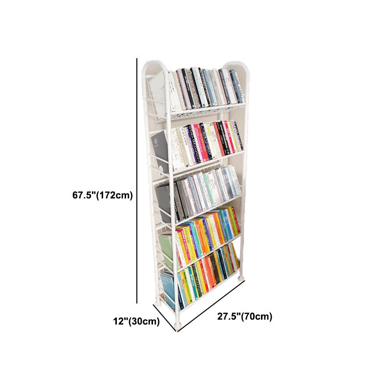 Contemporary Style Metal Bookcase Wheel Bookshelf for Home Office