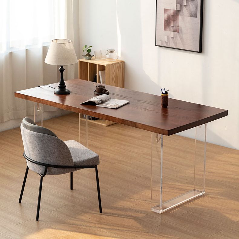 Rectangle Contemporary Standard Height Table Solid Wood Double Pedestal Dining Table Clearhalo 'Dining Tables & Seating' 'Dining Tables' 'dining_table' 'furn' 'furn_dining_table' 'Furniture' 'furniture_dining_table' 'Kitchen & Dining Furniture' 'kitchen' 'kitchen_dining_table' 1200x1200_c986dd3e-7910-48fb-b841-36182766e580