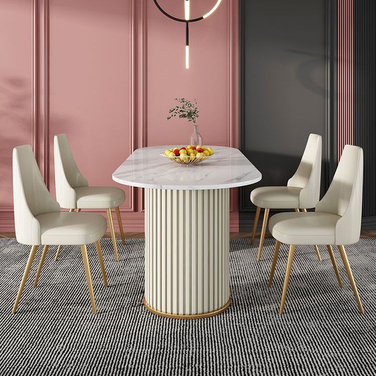 Modern White Sintered Stone Dining Table Oval Shape Standard Dining Table for Kitchen Clearhalo ' dining_table' 'Dining Tables & Seating' 'Dining Tables' 'furn' 'furn_dining_table' 'Furniture' 'furniture_dining_table' 'Kitchen & Dining Furniture' 'kitchen&dining_furn' 'kitchen' 'kitchen_dining_table' 1200x1200_c98747dd-c144-4c50-90a3-28f01f34ed7e