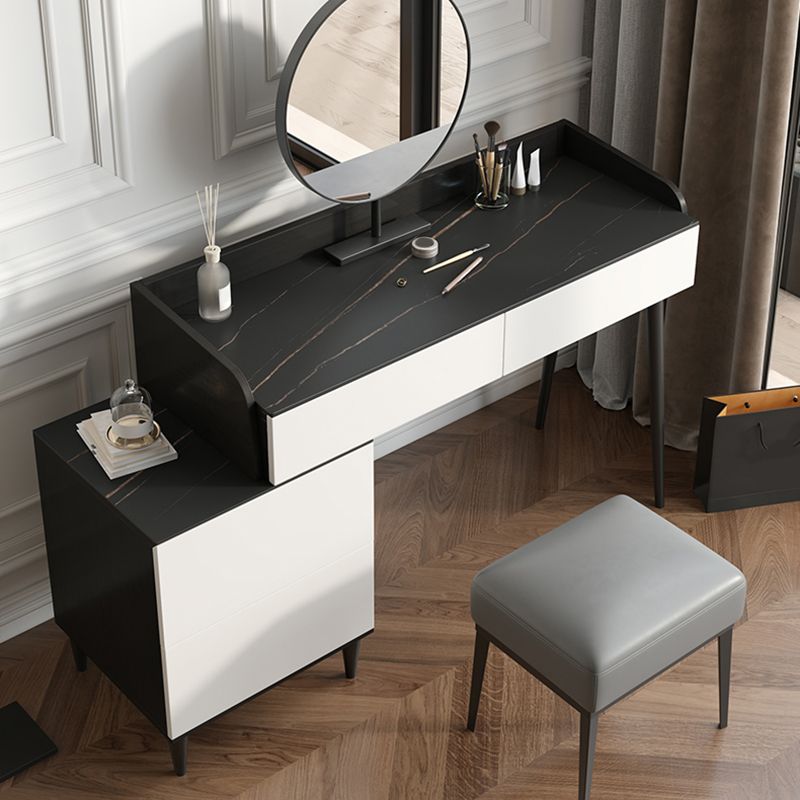 Black Stone Top Vanity Table Set Modern Simple Drawers in Included Makeup Dressing Table Clearhalo 'Bedroom Furniture' 'furn' 'furn_makeup_vanities' 'Furniture' 'Makeup Vanities' 'makeup_vanities' 1200x1200_c98968e1-f80e-47af-a296-9822df289a4c