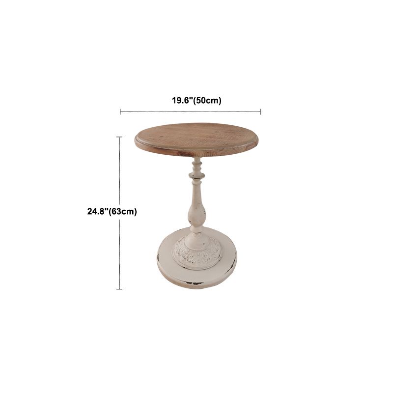 French Country Distressed Cocktail Table Wooden Round Top Shape Coffee Table