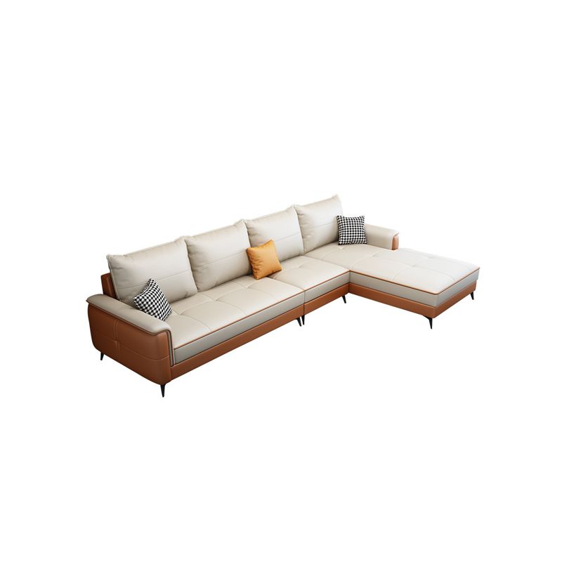 Faux Leather Modern Recessed Arm Sofa 134.6*66.9*38.2 Loose Back Sofa & Chaise Clearhalo 'furn' 'furn_sectionals' 'Furniture' 'furniture_sectionals' 'Living Room Furniture' 'Sectionals' 1200x1200_c98c06e2-4f02-42a9-a367-7de3d62ec90f
