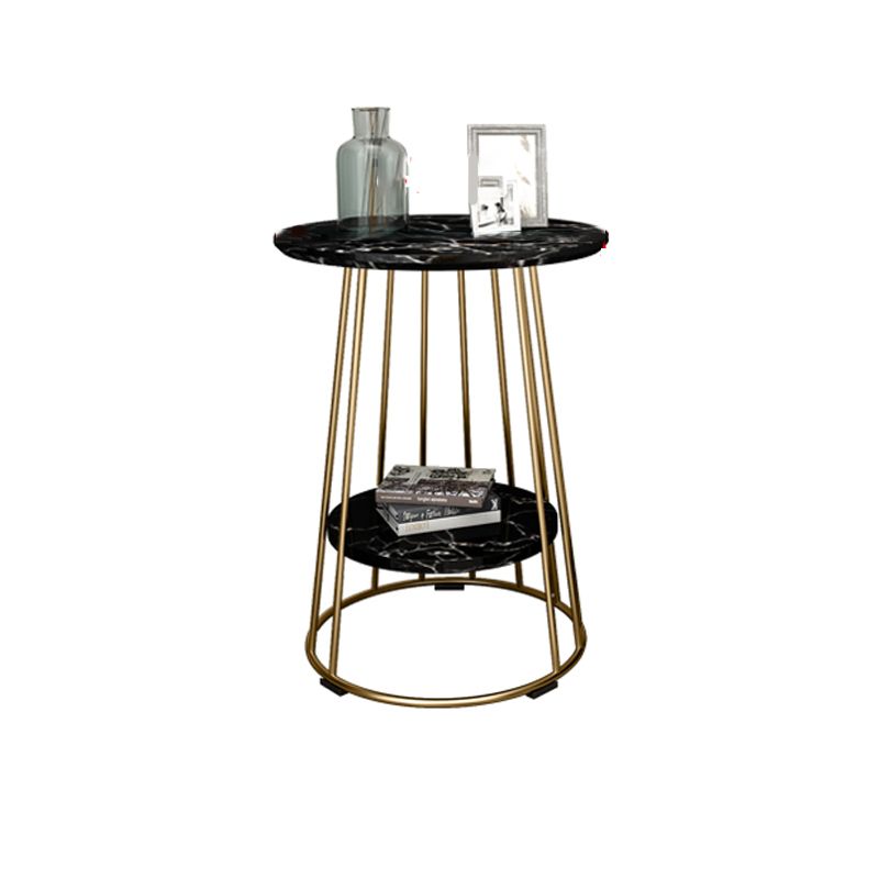 Nightand de table à accent en marbre faux contemporain 24,4 "haut de nuit de lit avec 2 étagères