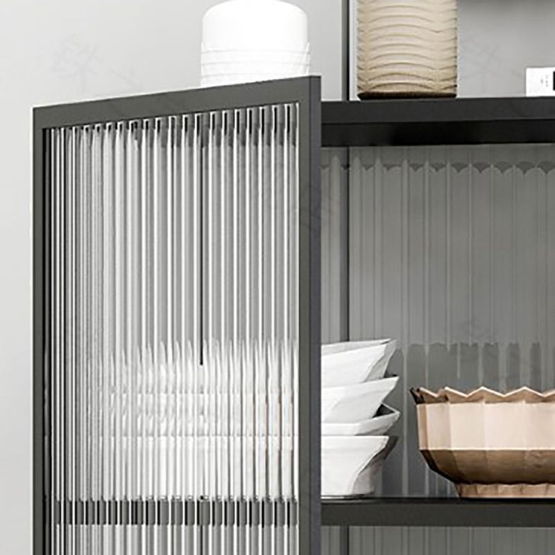 Living Room Metal Kitchen Server 54-inch Height Glass Door Dining Server Clearhalo 'buffet_sideboard' 'Buffets & Sideboards' 'furn' 'furn_buffet_sideboard' 'Furniture' 'Kitchen & Dining Furniture' 1200x1200_c98c7bfb-9342-415f-927d-024f40460710