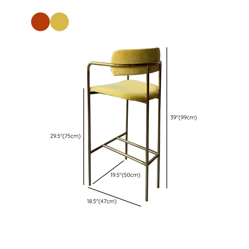 Glam Gold Legs Bar Stools Living Room Upholstered Bar Stool with Footrest