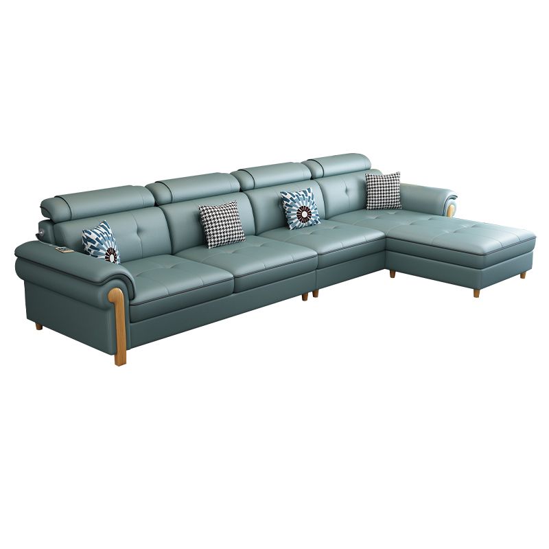 Round Arm 4-Seater Pillowed Back Cushions Sectional Sofa with Chaise Clearhalo 'furn' 'furn_sectionals' 'Furniture' 'furniture_sectionals' 'Living Room Furniture' 'Sectionals' 1200x1200_c98d97ed-030f-4d8c-aa22-bad0652d774a