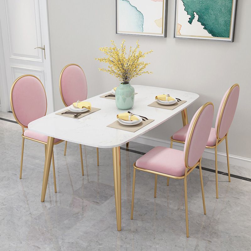 Rectangle Golden Base Dining Table Glam Faux Marble Table for Dining Room Clearhalo 'Dining Tables & Seating' 'Dining Tables' 'dining_table' 'furn' 'furn_dining_table' 'Furniture' 'Kitchen & Dining Furniture' 1200x1200_c98e645c-f847-4ad5-af49-47b1ac12f9b6