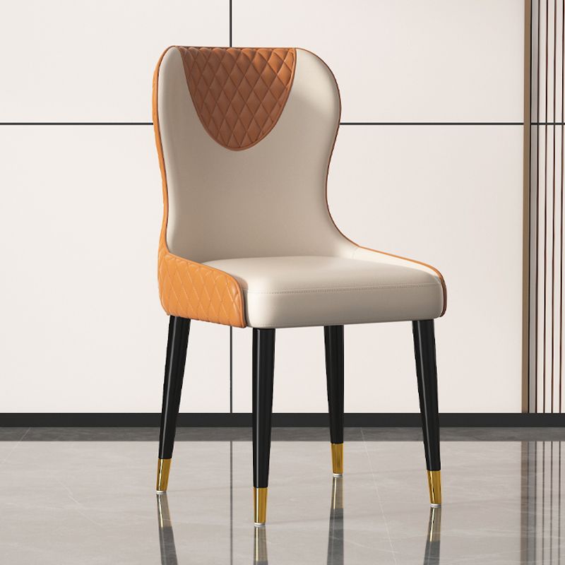 Nordic Style Armless Solid Back Chairs Faux Leather Dining Chairs Clearhalo 'Dining Chairs' 'Dining Tables & Seating' 'dining_chair' 'furn' 'furn_dining_chair' 'Furniture' 'furniture_dining_chair' 'Kitchen & Dining Furniture' 1200x1200_c990425b-6c92-4451-ac9e-2edafe66b819
