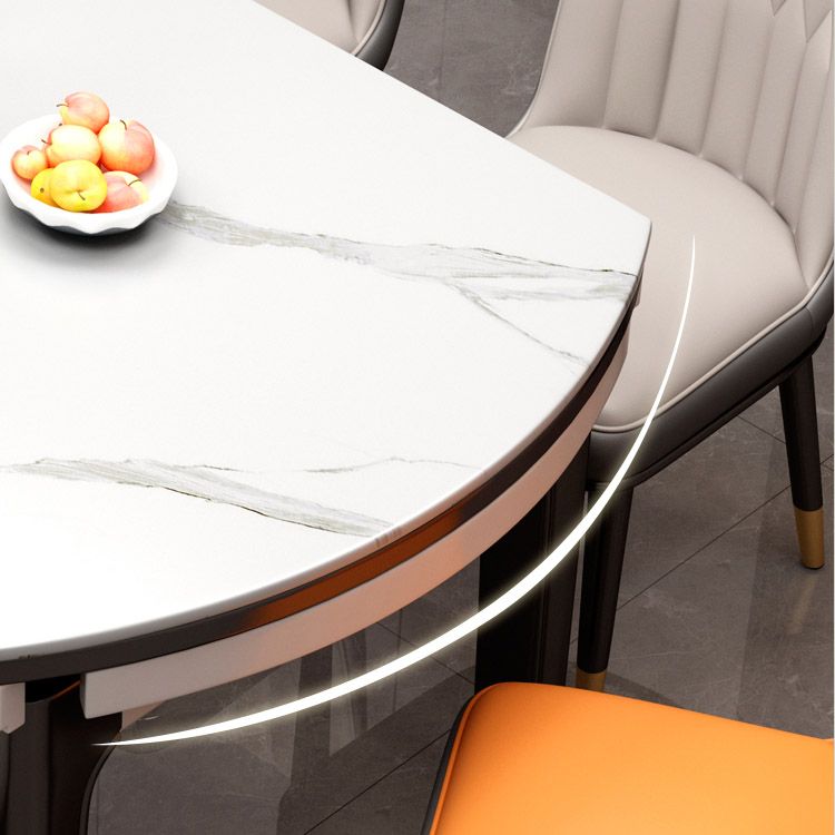 Tavolo da pranzo moderno rotondo in pietra con base in legno di gomma per sala da pranzo
