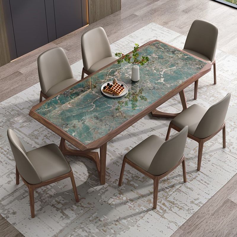 Stone Dining Set with Wooden Frame 1/4/5/7 Pcs Contemporary Dinette Set Clearhalo 'Dining Room Sets' 'Dining Tables & Seating' 'dining_room_set' 'furn' 'furn_dining_room_set' 'Furniture' 'Kitchen & Dining Furniture' 1200x1200_c99437bb-e447-45ce-b700-00defbada0c3