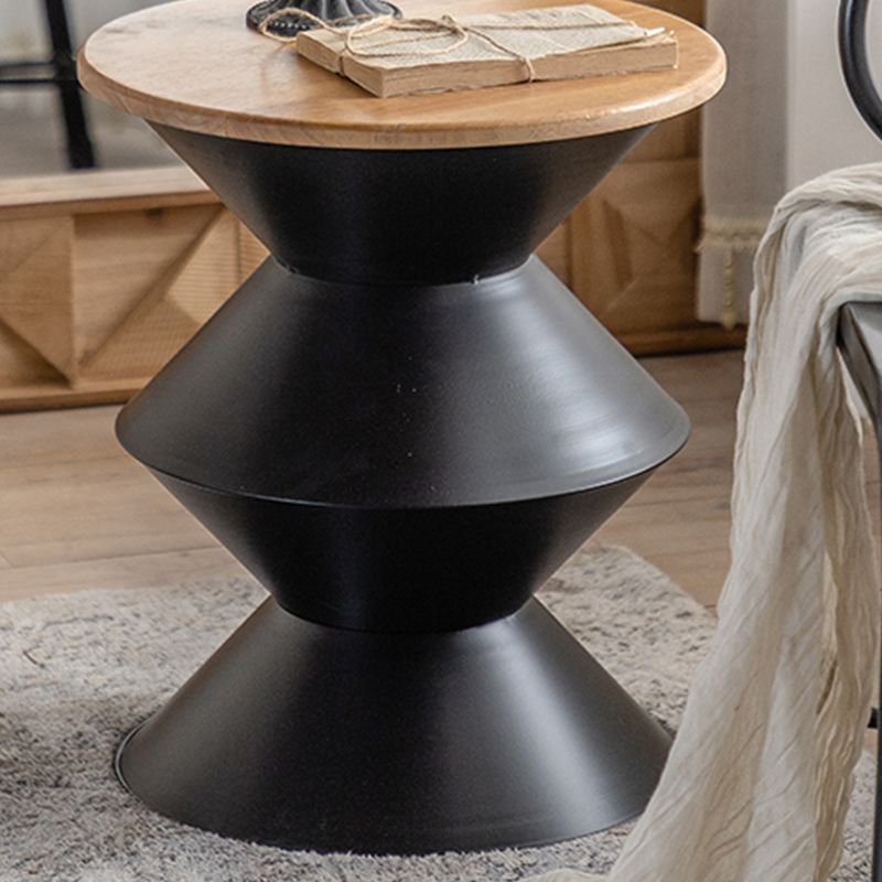 Round Solid Wood Top Coffee Table Iron Pedestal Cocktail Table Clearhalo 'Coffee & Accent Tables' 'Coffee Tables' 'coffee_tables' 'furn' 'furn_coffee_tables' 'Furniture' 'Living Room Furniture' 1200x1200_c994ed08-78e2-489a-bef2-d740f18a1291