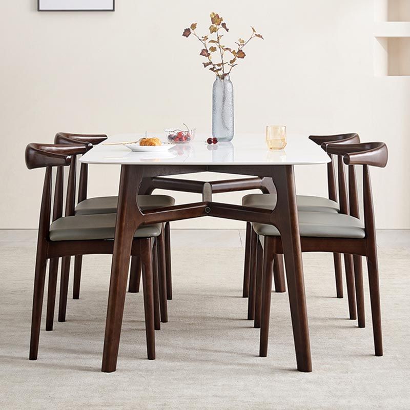 Mitte des Jahrhunderts Rechteck Esstisch Weißer Stein Top Stativ Basis Esstisch