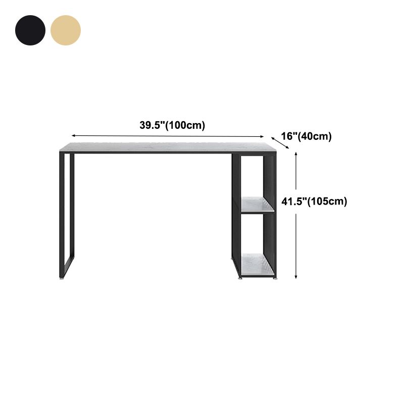 Glam Rectangle Faux Marble Pub Bar Table Iron Double Pedestal Bar Dining Table with Shelf Clearhalo 'Bar Furniture' 'Bar Tables' 'bar_tables' 'furn' 'furn_bar_tables' 'Furniture' 'furniture_bar_tables' 'Kitchen & Dining Furniture' 'kitchen&dining_furn' 'kitchen' 1200x1200_c995b076-c062-41fc-a7d3-e3ea0d2ed833