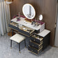 Glam Vanity Dressing Table Set with 5 Storage Drawers in Black
