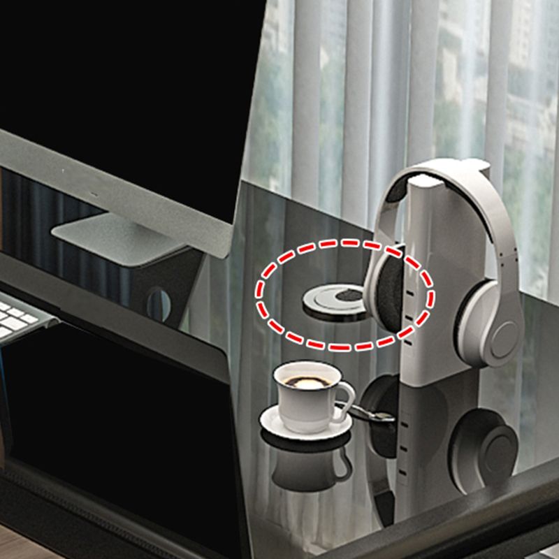 Bureau d'ordinateur contemporain rectangulaire bureau de bureau en verre avec support de moniteur