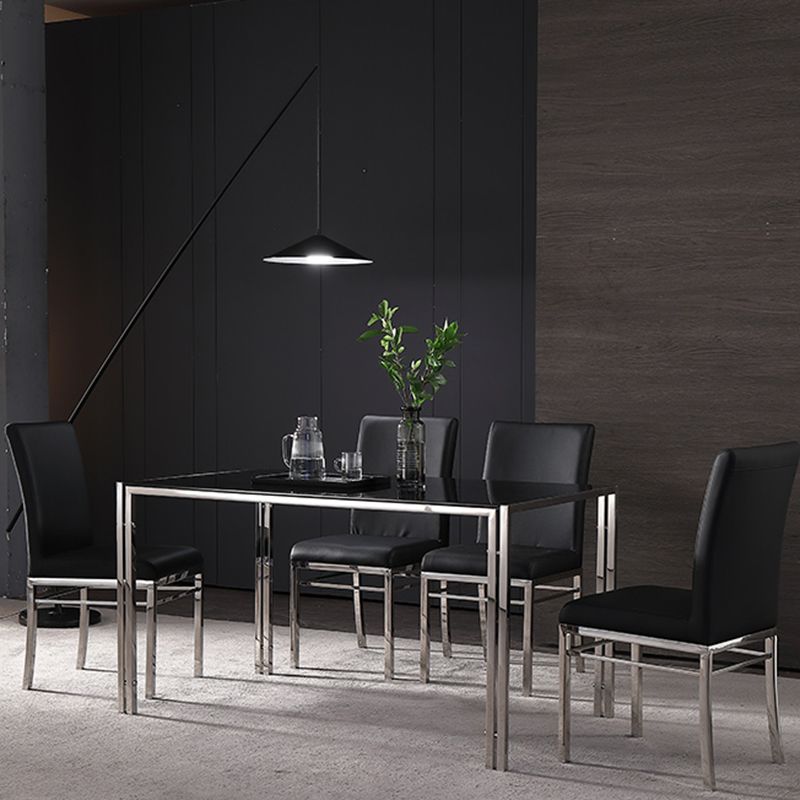Contemporary Style Tempered Glass Top Dining Table 4 Legs Table for Dining Room Clearhalo ' dining_table' 'Dining Tables & Seating' 'Dining Tables' 'furn' 'furn_dining_table' 'Furniture' 'furniture_dining_table' 'Kitchen & Dining Furniture' 'kitchen&dining_furn' 'kitchen' 'kitchen_dining_table' 1200x1200_c9978d7f-90ea-4380-b30c-10f8ef1a7155