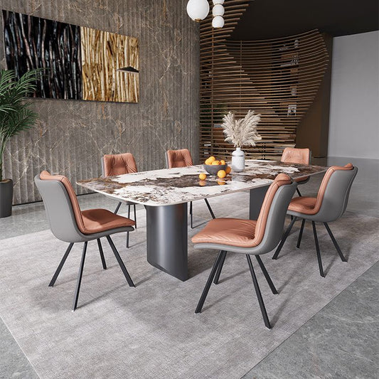 Sintered Stone Dining Table Set 1/4/5/7 Pieces Rectangle Contemporary Dining Set Clearhalo 'Dining Room Sets' 'Dining Tables & Seating' 'dining_room_set' 'furn' 'furn_dining_room_set' 'Furniture' 'Kitchen & Dining Furniture' 1200x1200_c9979db6-365f-427b-9c8e-0523da0901f9
